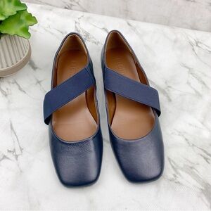 Blondo Brielle Waterproof Blue Leather Square Toe Ballett Fl…